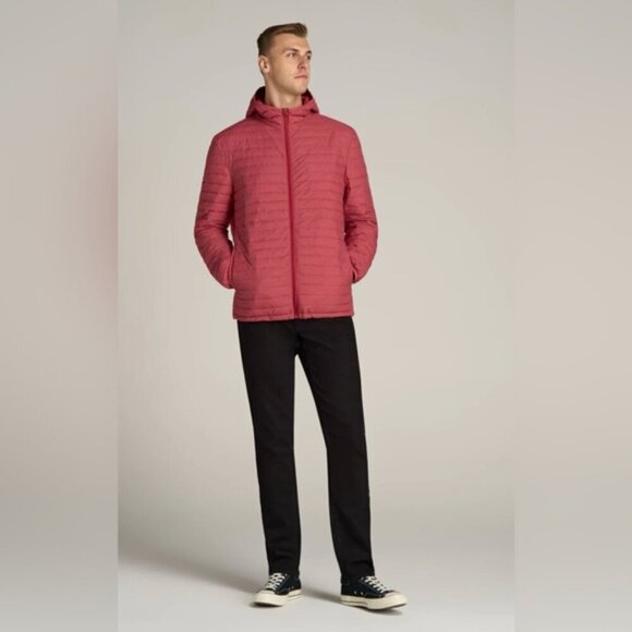 American Tall - Men's Packable Puffer Jacket - Red Space Dye. Size: XLT. (1710) - Picture 12 of 14